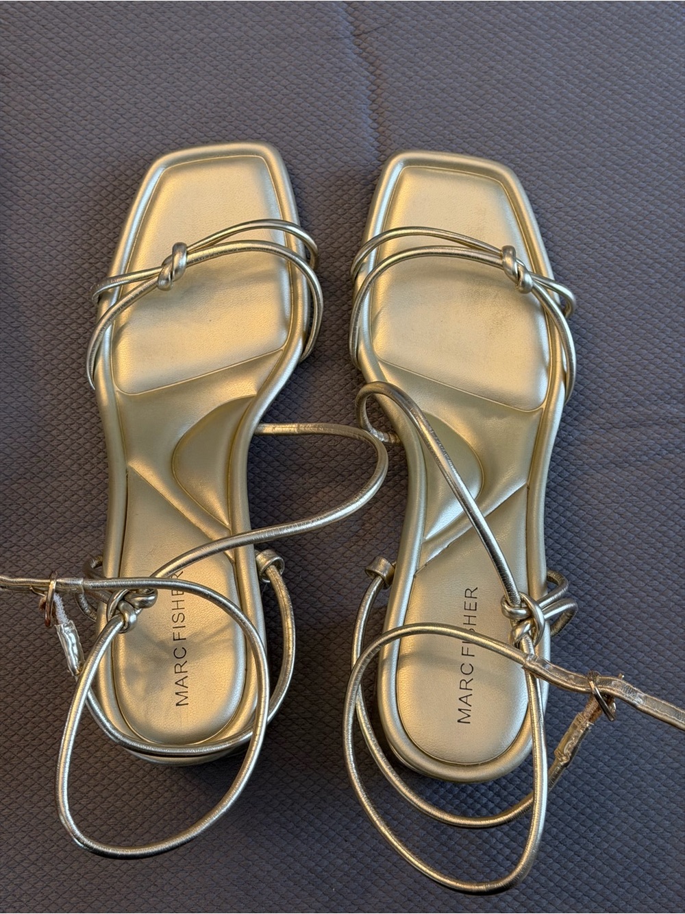 Marc Fisher gold Metallic Strappy Sandals